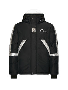 Black RFID Reflective Stripe Puffer Jacket - Hilite NYC