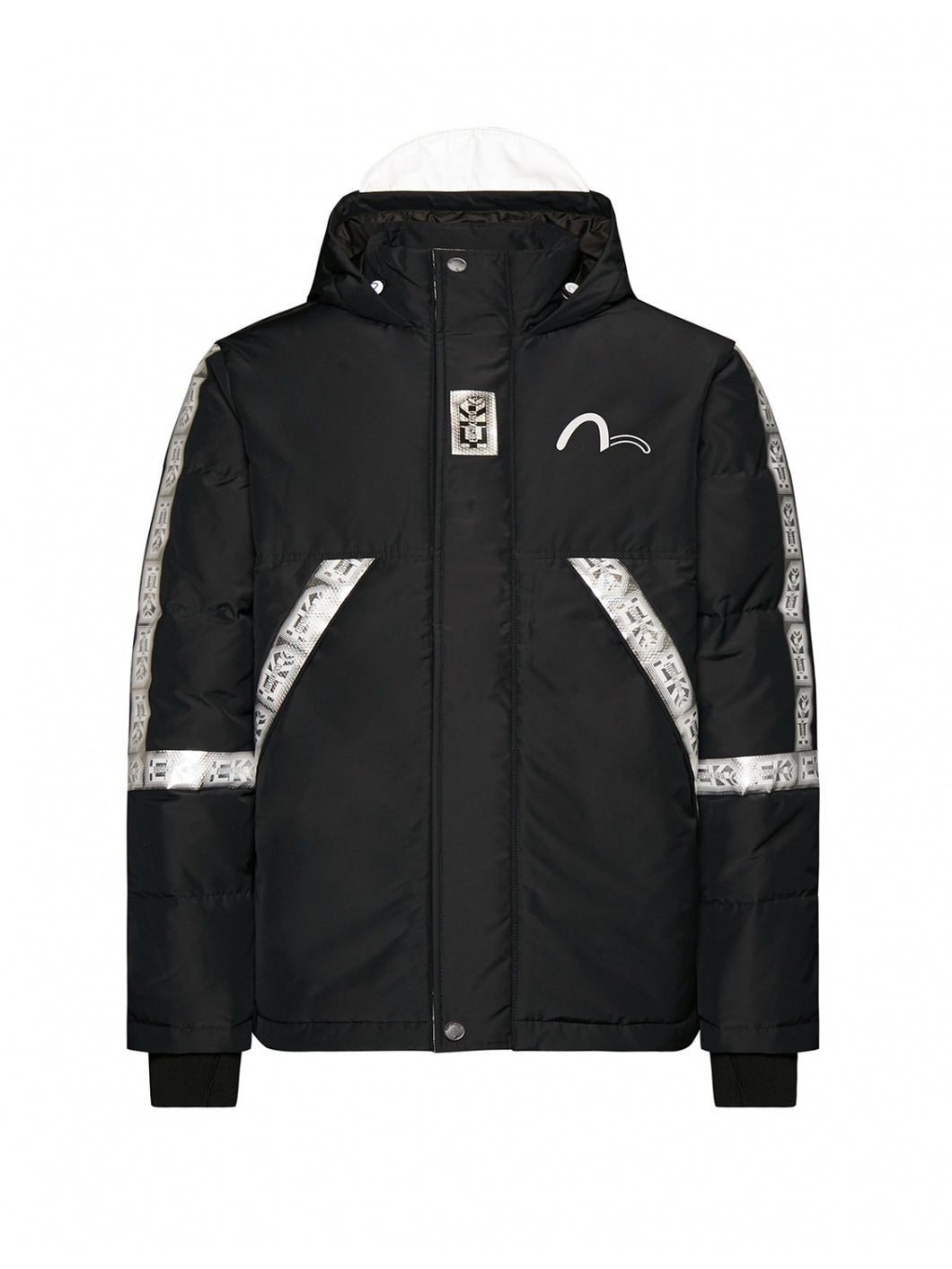 Black RFID Reflective Stripe Puffer Jacket - Hilite NYC