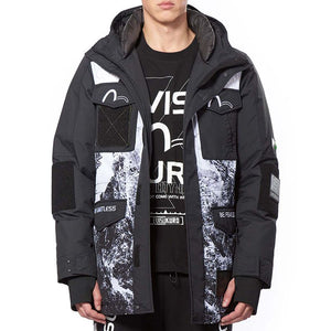 Iceberg Print and Logo Embroidered Down Jacket - Hilite NYC